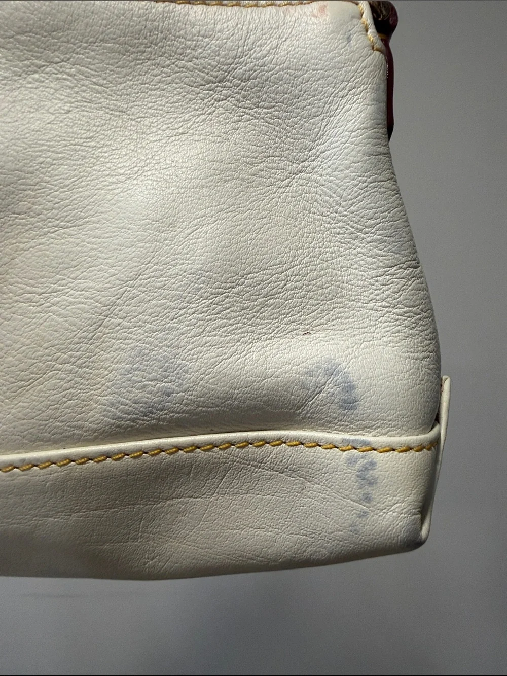 Dooney & Bourke Cream Leather Wristlet with Brown Trim - Sleek Everyday Clutch